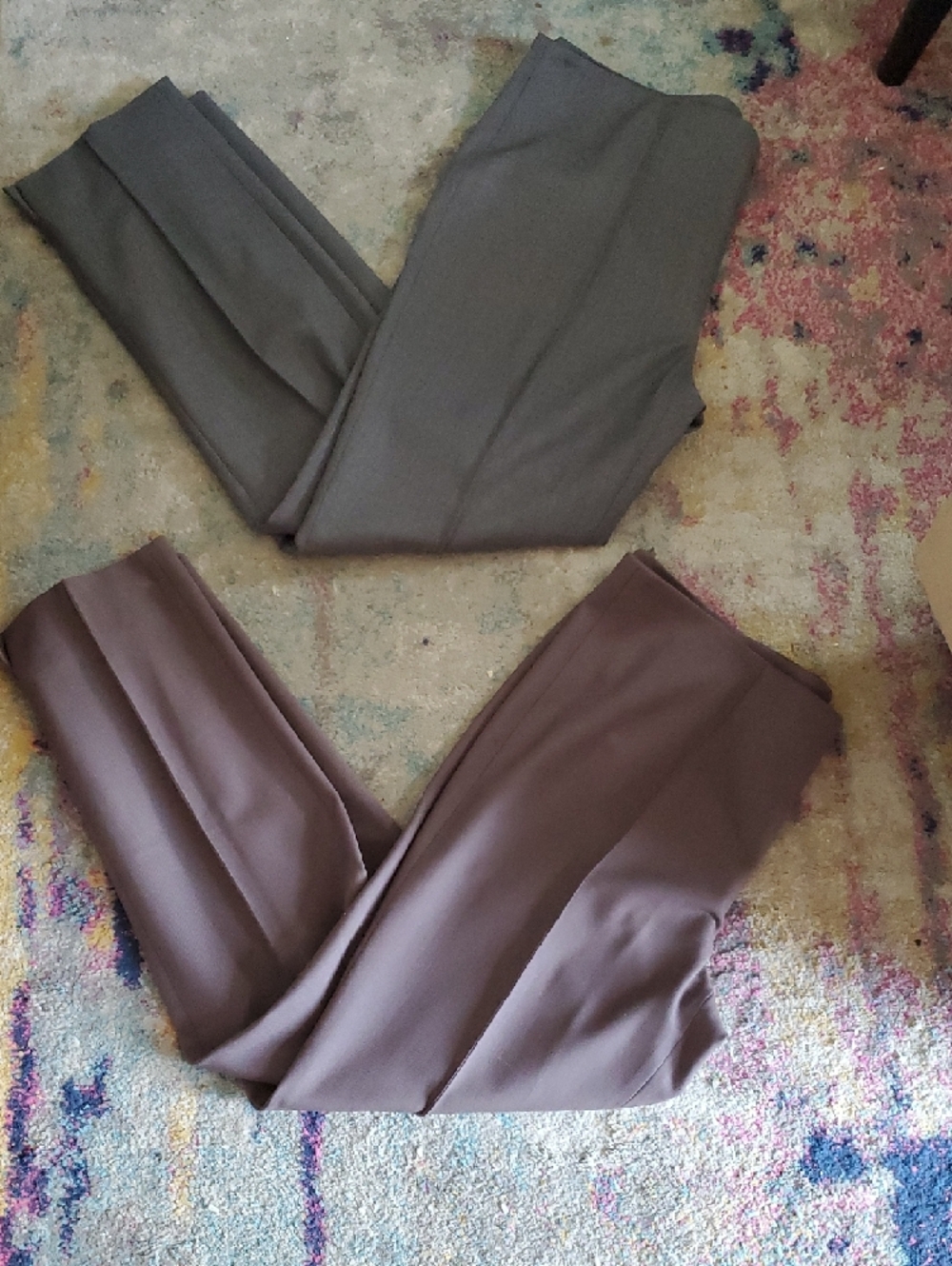 2 Pair Rena Lange Women's Straight-Leg Trousers - Gray and Taupe